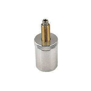 Hitachi HV20 round SEM stage adapter assembly with M4 screw, compatible with S3500 series, S3000 series and S2000 series SEMs, aluminium/brass