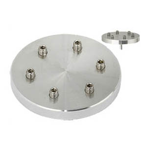 EM-Tec H6 multi stub holder for 6 x Ø15mm Hitachi stubs, Ø50x6mm, pin