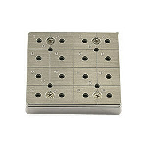 EM-Tec CS16/4 C-Square multi pin stub holder for 16x Ø12.7mm or 4 x Ø25.4mm pin stubs, Ø14mm JEOL stub